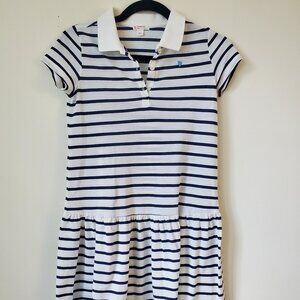 Crewcuts- J Crew Girls polo dress, Size 10-11, Offwhite & Navy stripe